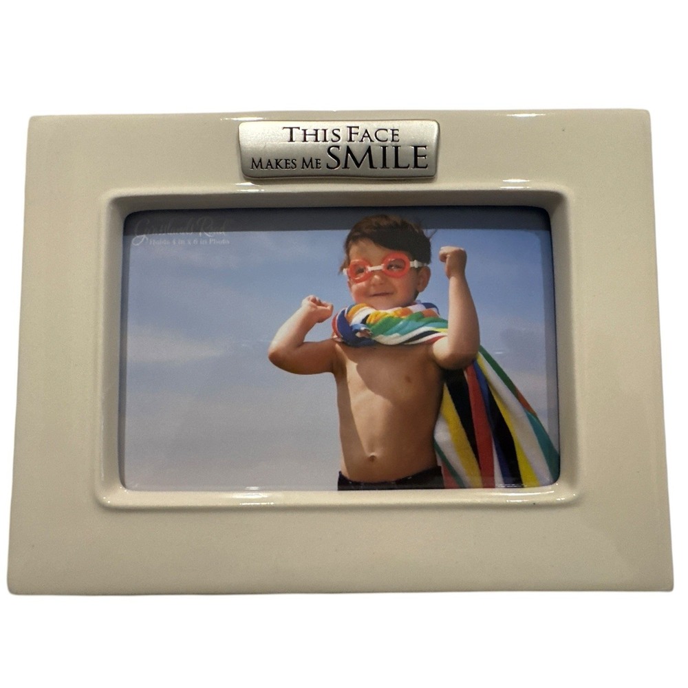 Photo Frame 4x6 "This Face Makes Me Smile" Ceramic Gift Frame NIB Grasslands Rd